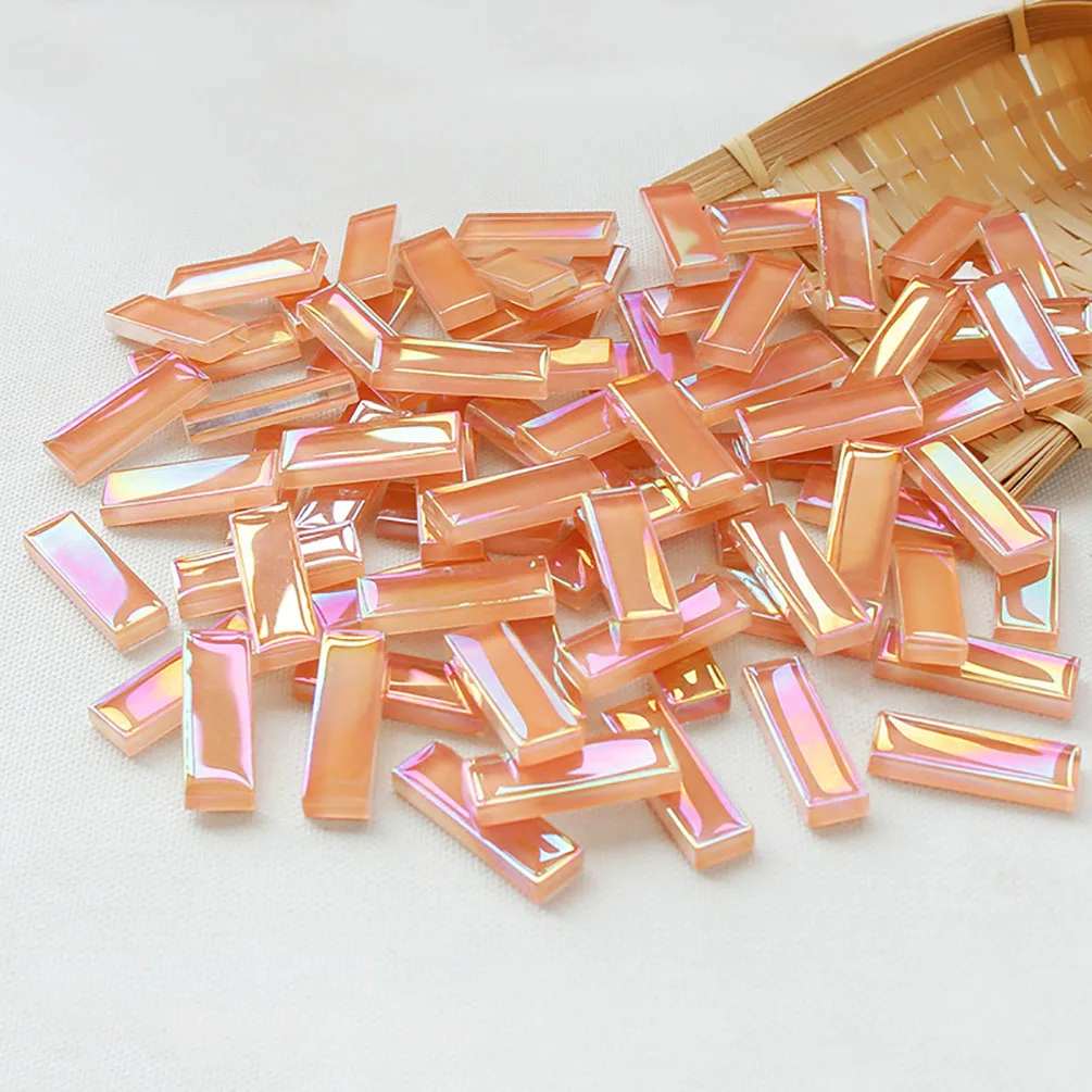 100g Mixed Color Square Stained Glass Strip Clear Glass Mosaic Pieces DIY Mosaic Tiles Hobbies Art Crafts Material