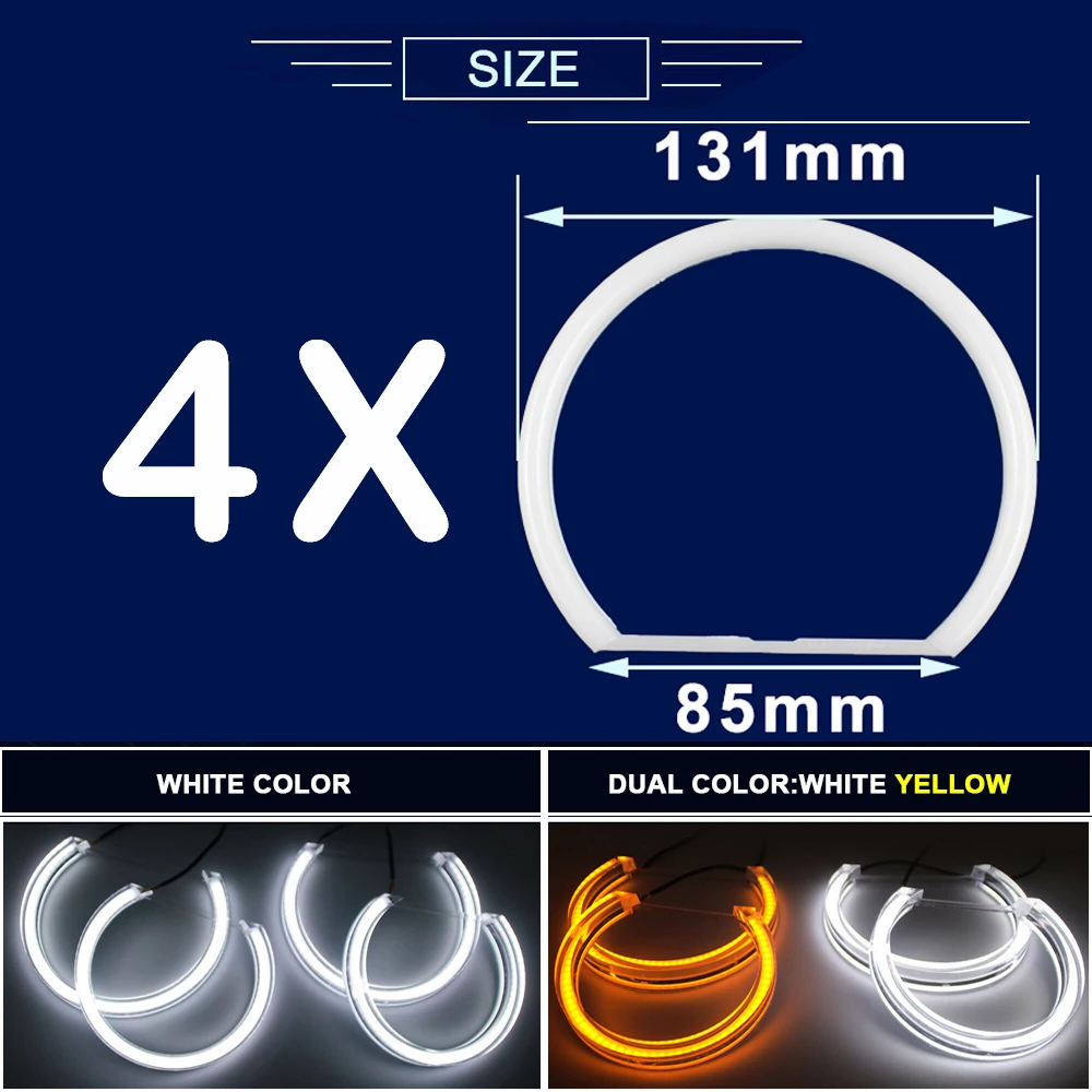 Car Styling Dual Color LED DTM Angel Eyes Headlights for BMW E36 E38 E39 E46 M3 Turn Signal Halo Rings Auto Accessories