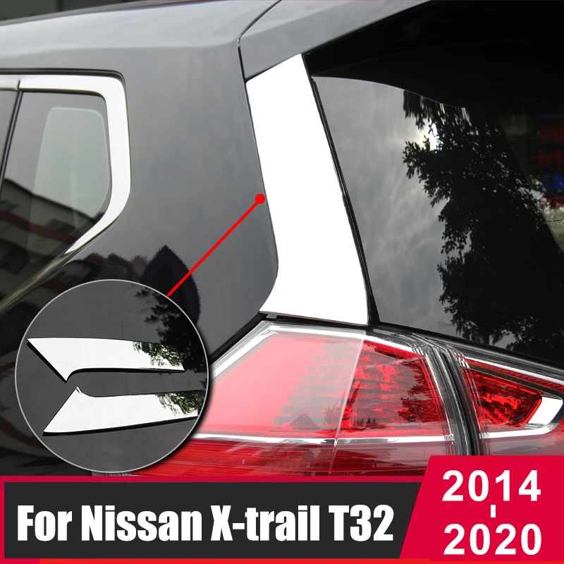 

For Nissan X-trail X trail t32 Rogue 2014-2020 ABS Chrome Rear Window Spoiler Side Pillar Post Cover Trim Molding Accessories