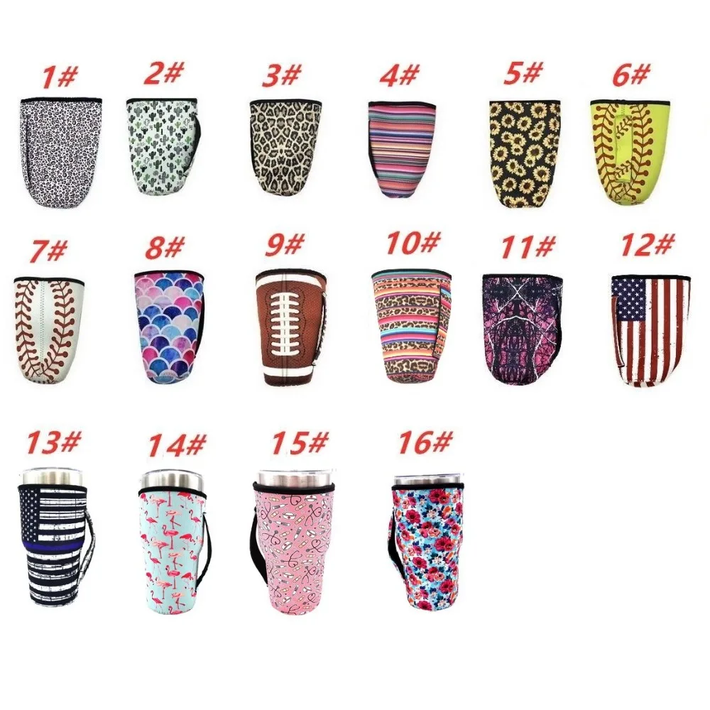 

100pcs 16 Styles Leopard Print Rainbow Cactus Water Bottle Cover Neoprene Insulated Sleeve bag Case for 30oz Tumbler Cup