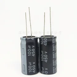 5ピース/ロット450v100uf 18*30 100uf 450v新しいストレートプラグインアルミニウム電解コンデンササイズ: 18x30 (mm)