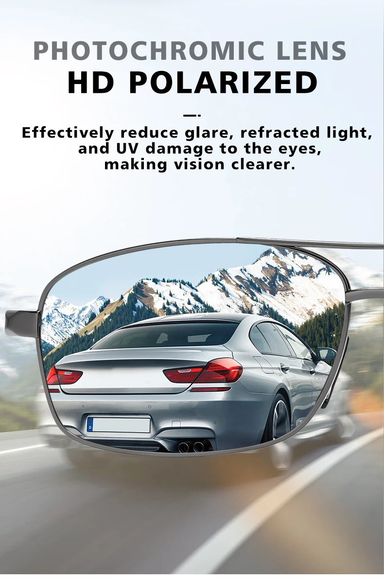 Top Qualität Photochrome Sonnenbrille Für Männer Frauen Polarisierte Gläser Anti-Glare Fahren Goggle Chameleon lunette de soleil homme – Detail 7