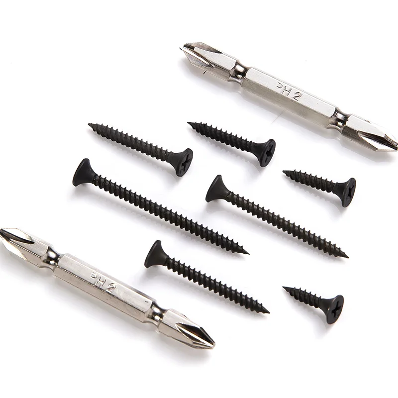 282PCS high-strength black drywall nail phosphated wallboard nail set cross countersunk head screw M3.5 (H=16-60mm)