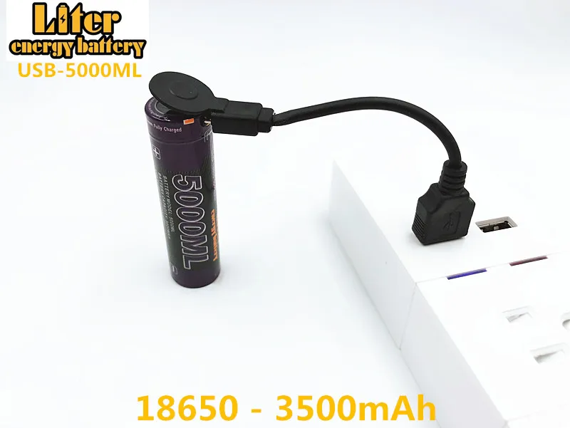 

6PCS Liter energy battery USB 18650 3500mAh 3.7V Li-ion Rechargebale battery USB 5000ML Li-ion battery + USB wire