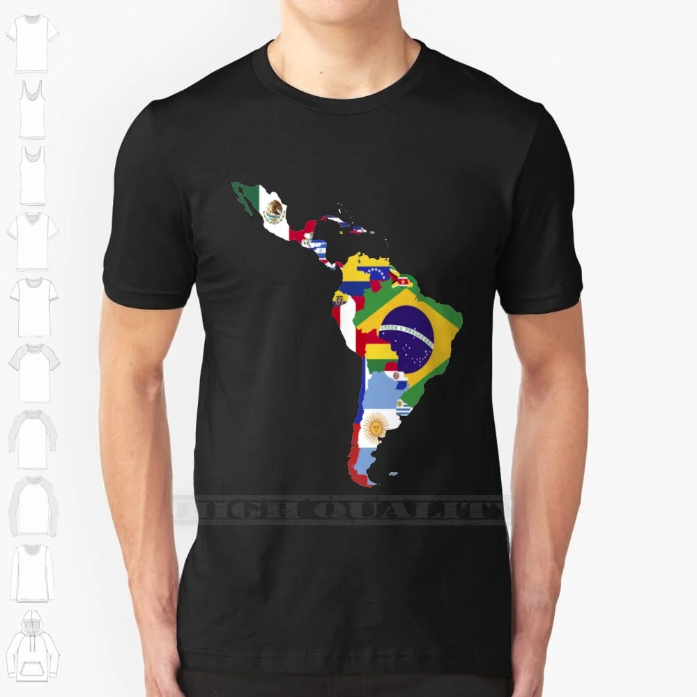 Map Flags Of Latin America 100% Cotton T Shirt Latin America Latino America Latin Lover Raza Mexico Guatemala Honduras El