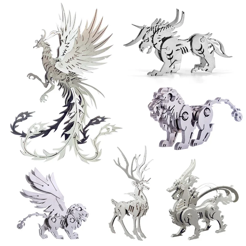 Microworld 3D Metal Animal Puzzle Games Steel Warcraft DIY Kits Detachable Jigsaw Birthday Gifts Toys For Home Decorative