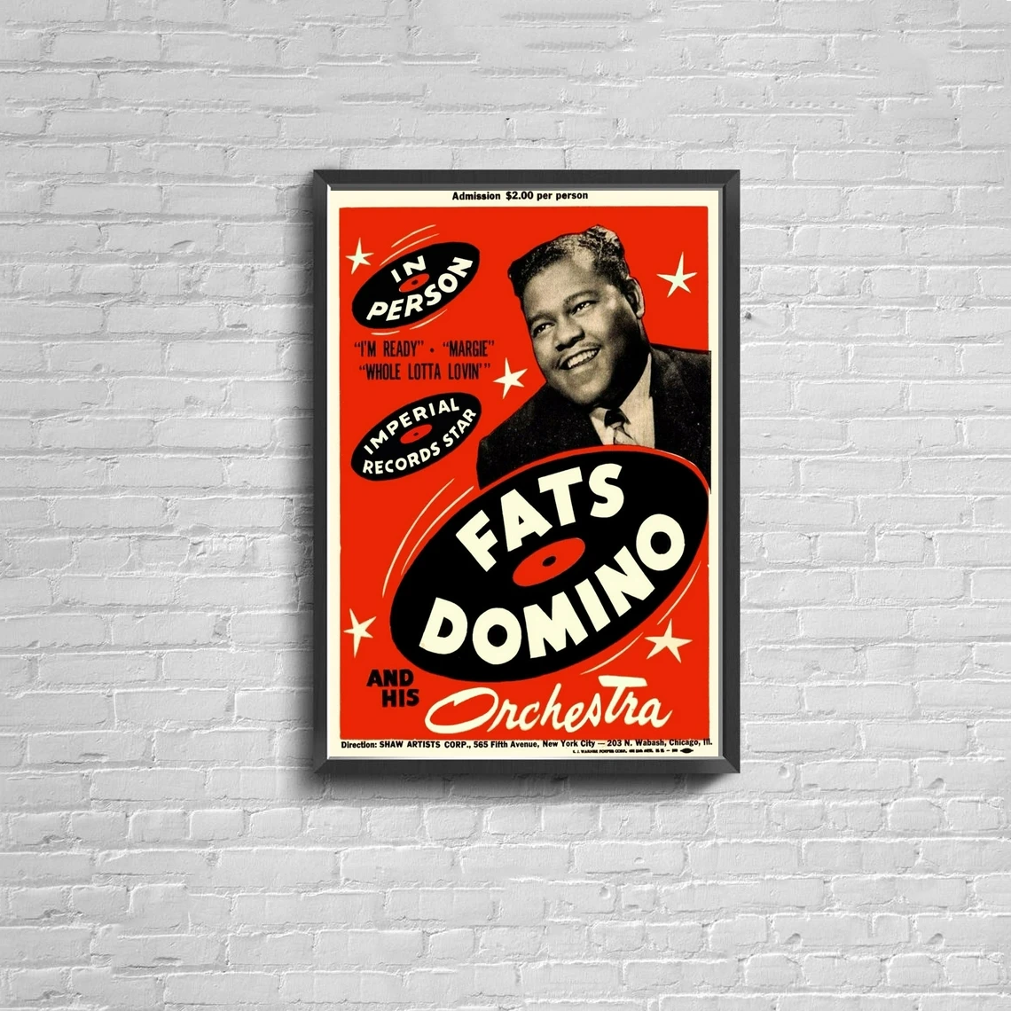 Fats Domino & Orchestra American Music Concert posters Canvas Print Home Wall Painting Decoration (No Frame)