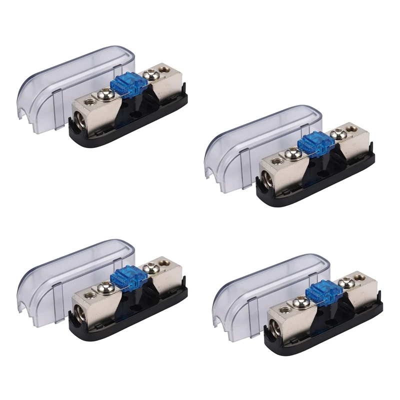 4X Car Stereo Fuse Holder, Auto Agu Audio Fuse Box Power Distribution Block 4Ga in 4Ga Out,Single Way