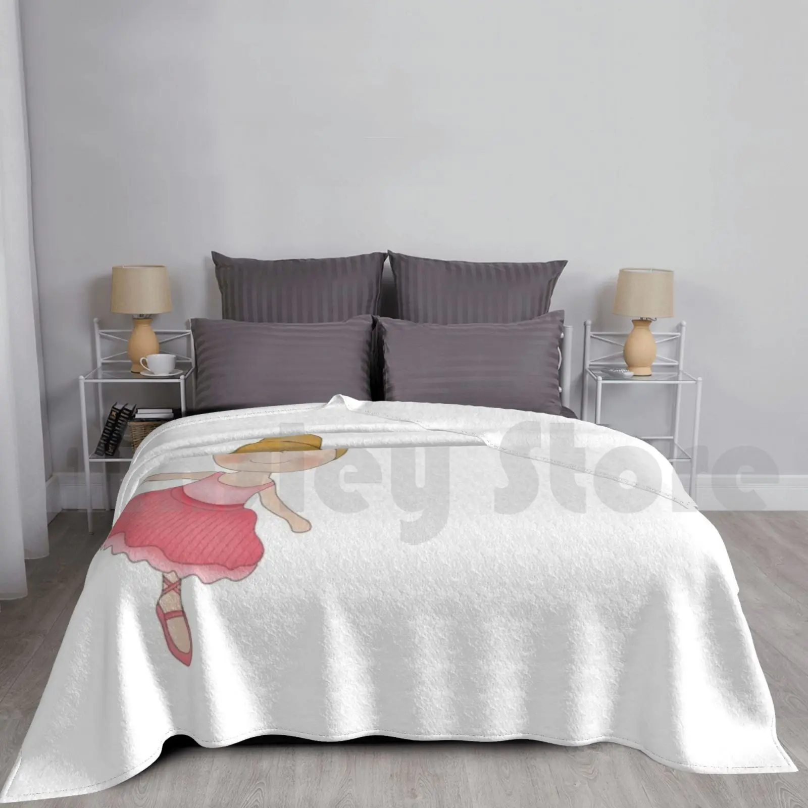 Blonde Ballerina Blanket Fashion Custom Ballerina Blonde Girls Dancer Ballet Pink Dance Womens Cute Tutu White