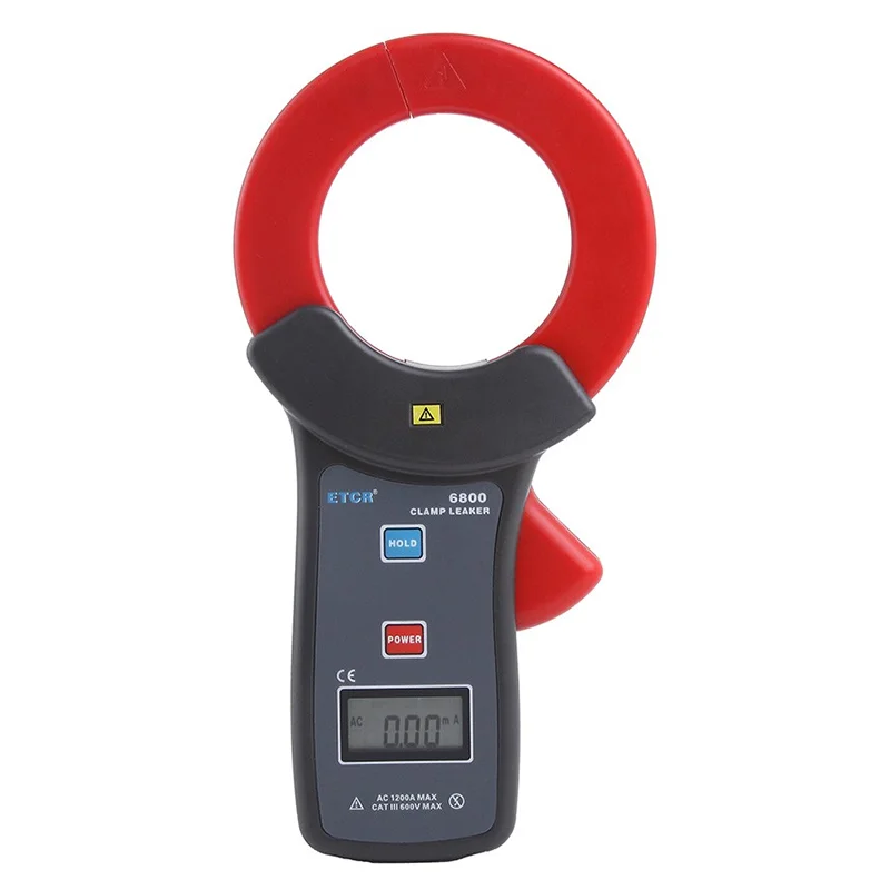 ETCR 6800 Clamp Leakage Current Meter CT Size: 68mm,Line Voltage:Below 600V,Data Storage: 99 Groups,Peak Hold.