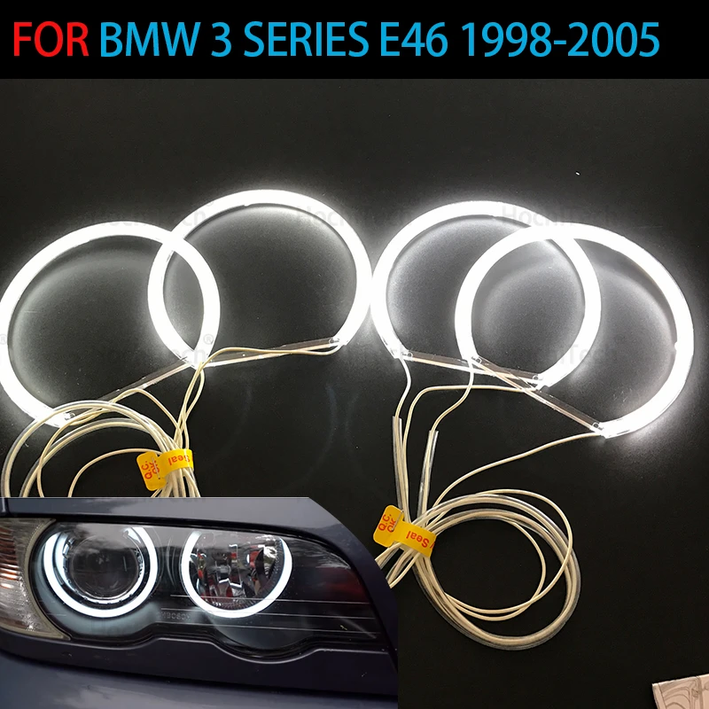 CCFL-Lampe de sauna à anneau blanc chaud, kit yeux d\'ange pour BMW E46 Sedan 1995-2005 E46 Coupé Convertible 1993-2003, 4 pièces