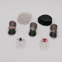 Wholesale 100Pc Plastic Ring Jewelry Display Holder Sheet 38mm Dia Black Clear Ring Earrings Stud Organizer Storage Holder Stand
