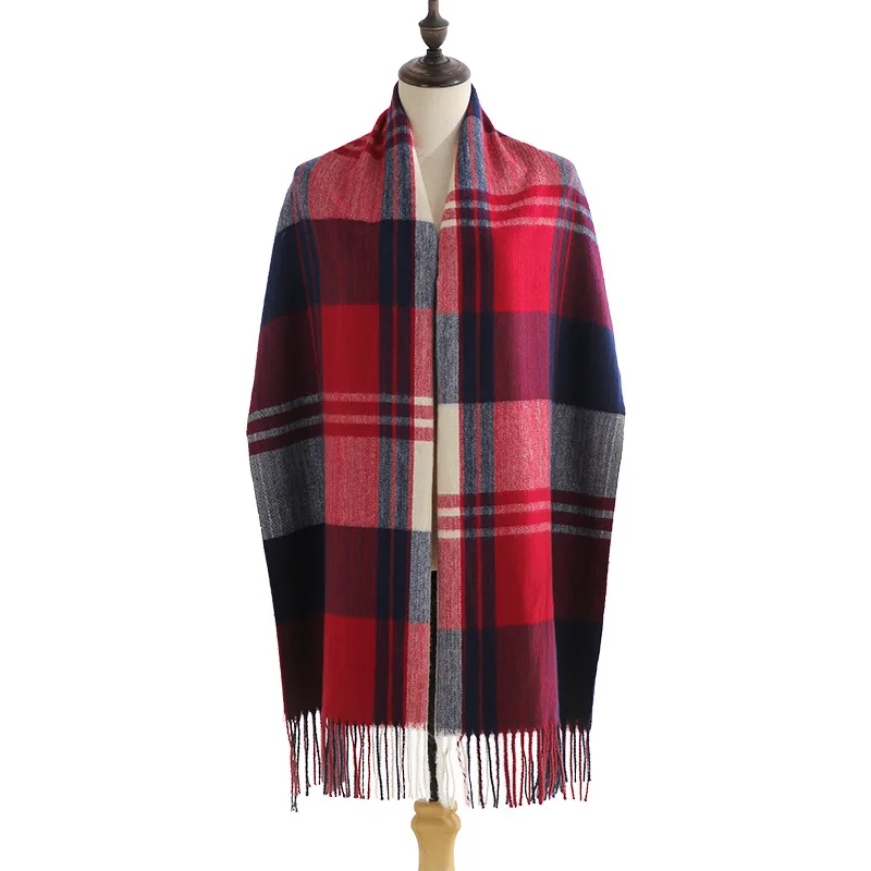 Fashion Cashmere Plaid Women Scarf 2021 Autumn Winter Warm Shawl Wrap Bandana Pashmina Long Tassel Female Foulard Thick Blanket