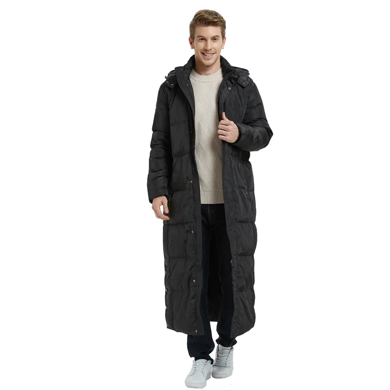 Men\'s Super Long Coat Winter Knees Long Section Thick Large Size Business Men\'s Outdoor Winter Jacket Black Coat