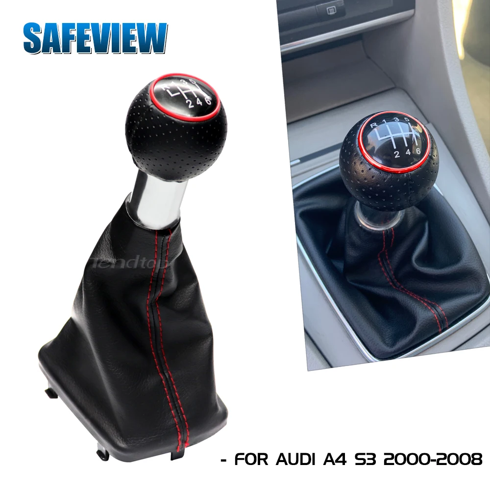 12mm 5/6 Speed Stick Gear Shift Knob Gaiter Boot Car Accessories For Aud  A4 B6 B7 2000 2001 2002 2003 2004 2005 2006 2007 2008