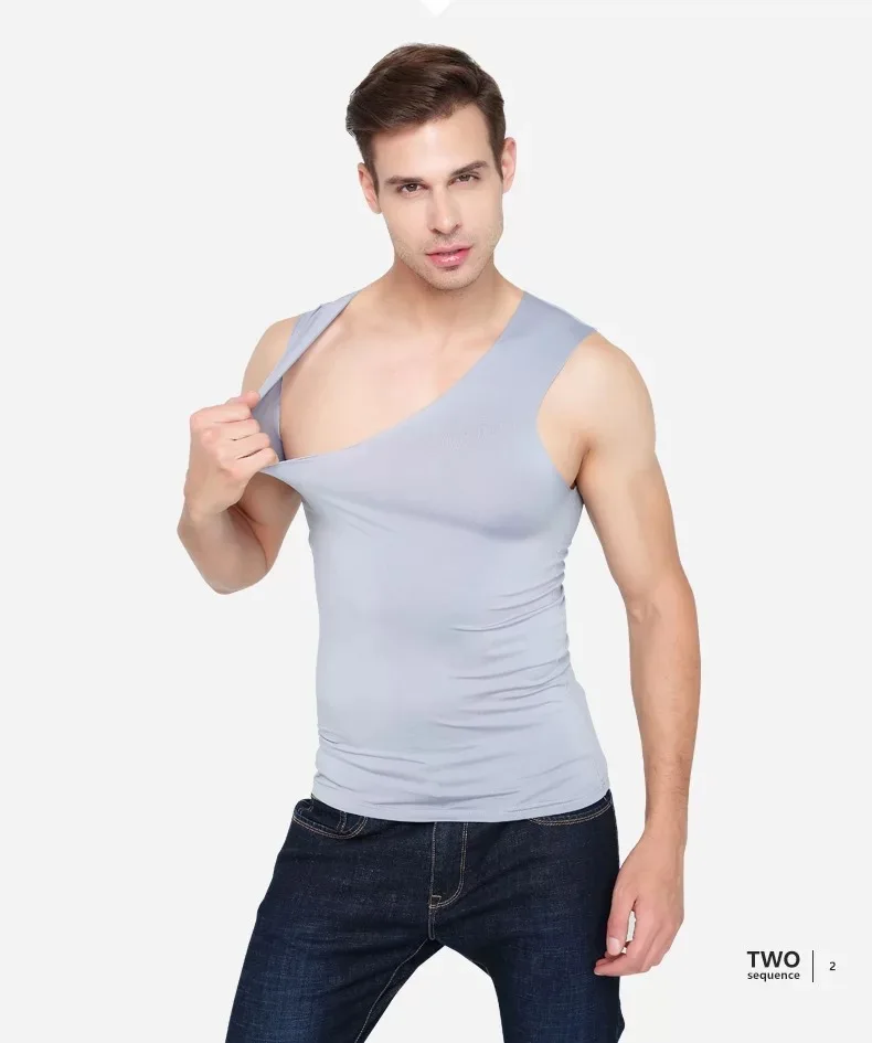 3Pcs Men Tank Tops Underwear For Mens Vest Undershirt Transparent Shirts Male Bodyshaper Fitness Wrestling Singlets silk V Neck