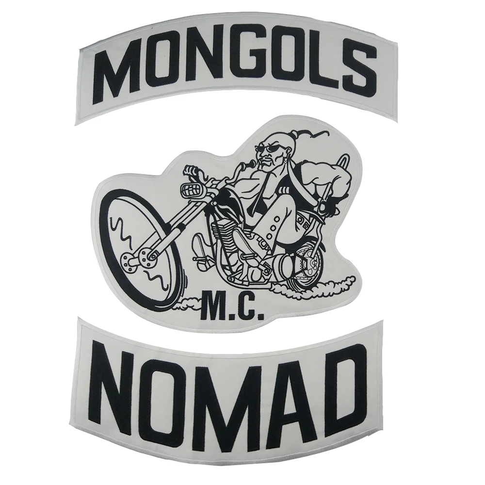 Mongols MC Biker Nomad Patches Ricamo Nazione MFFM Giacca da pilota Grande set completo per abbigliamento Ferro sul retro sulla distintivo