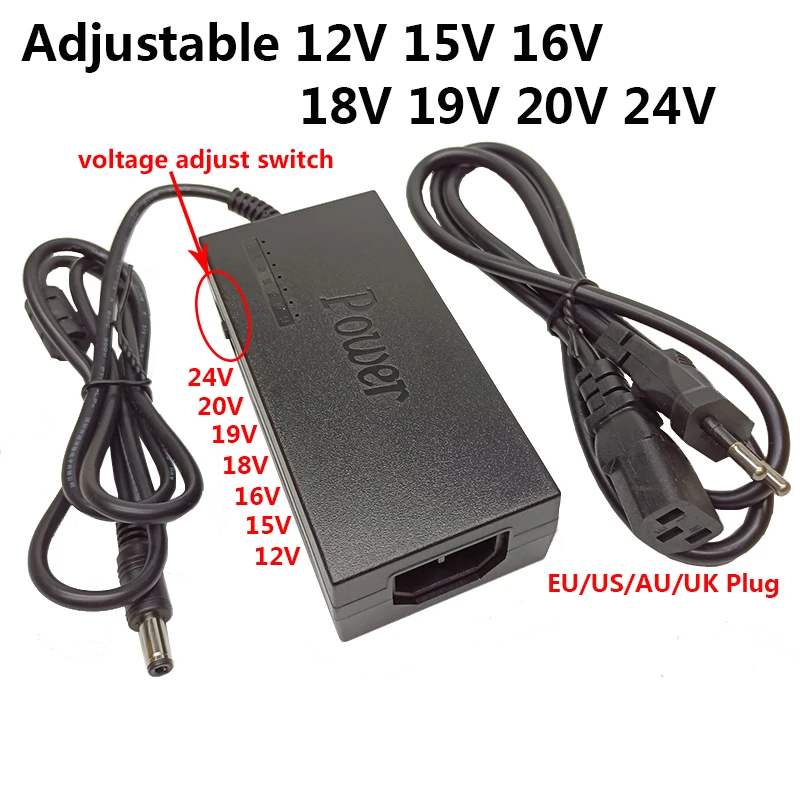ユニバーサル調整可能なACアダプター,容量96w,12v,15v,16v,18v,19v,20v