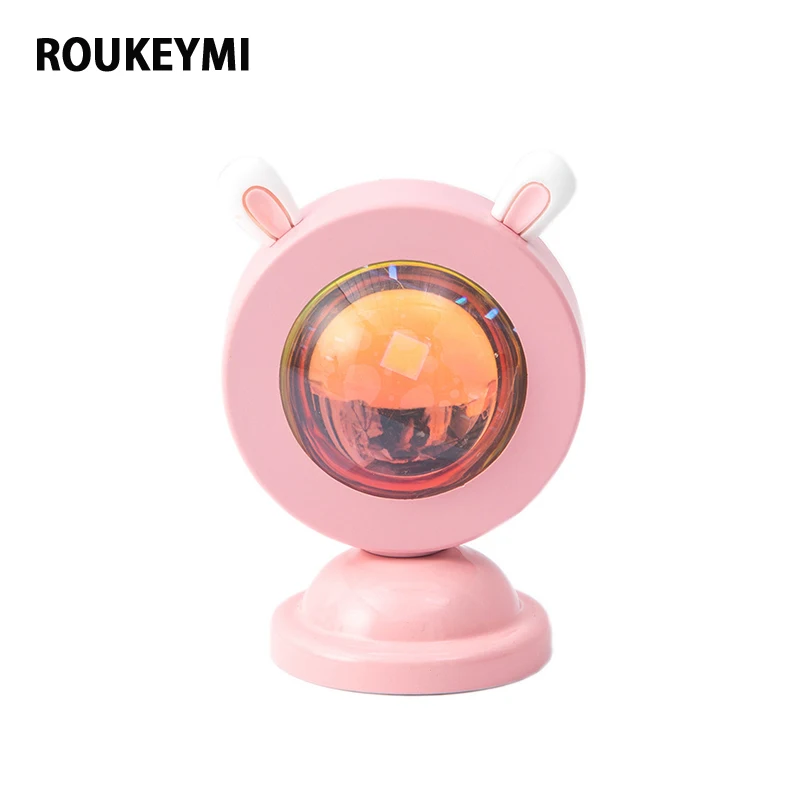 Roukeymi led mini sunset lâmpada de projeção usb fotografia fundo da parede decoração iluminação ao vivo beleza atmosfera luzes da noite