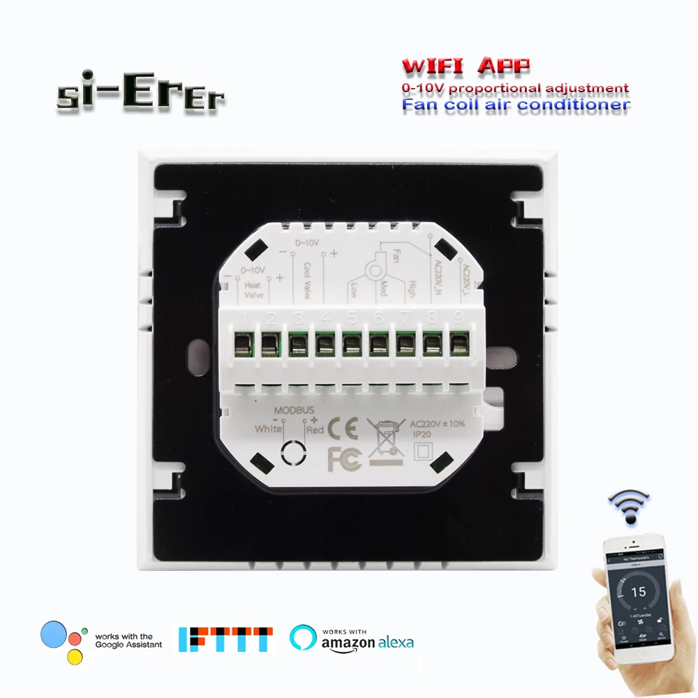 0-10V regulated output TUYA WIFI Thermostat Temperature Controller for heating and cooling,Works with Alexa Google Home