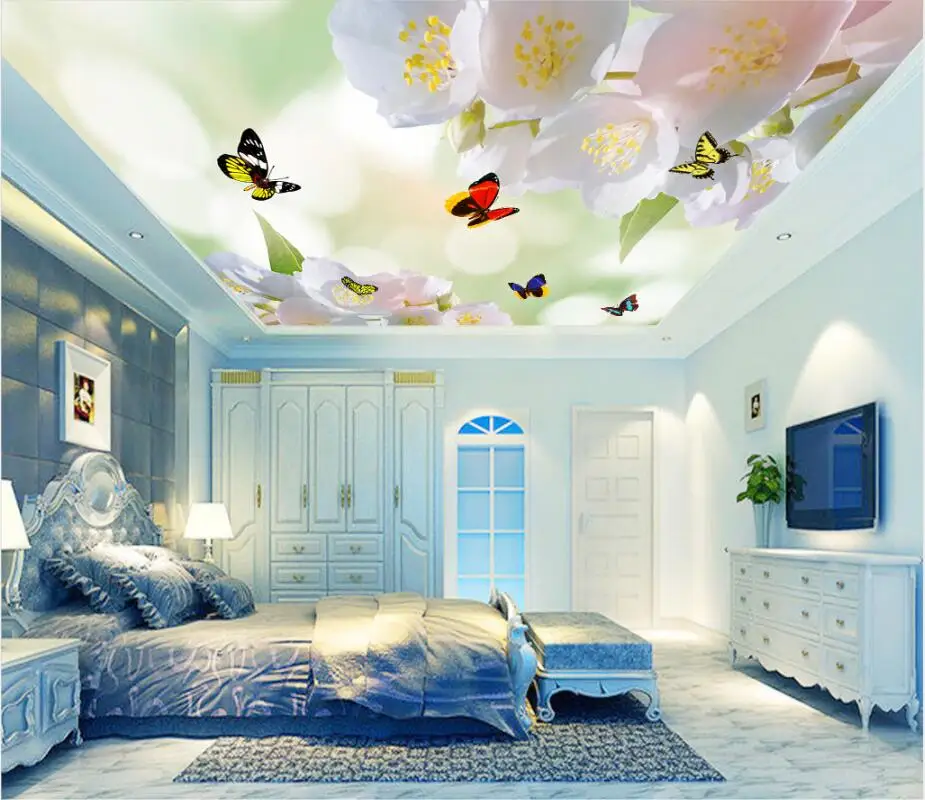 

Custom Photo Wallpaper Home Decor Large European Style Classical Pattern 3D Living Room Ceiling butterfly Murals Wallpaper