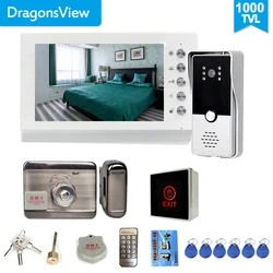 Dragonsview 7 Inch Video Door Phone Intercom System White/Black Video Door Entry Panel Intercoms for Private Home Call Panel