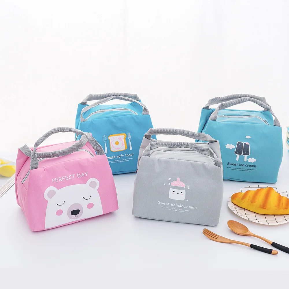 Cartoon Lunch Box for Kids Women Lunch Bags Thermal Insulated Cooler Bags Women Kids Lunch Tote Fruit Foods Container Bags