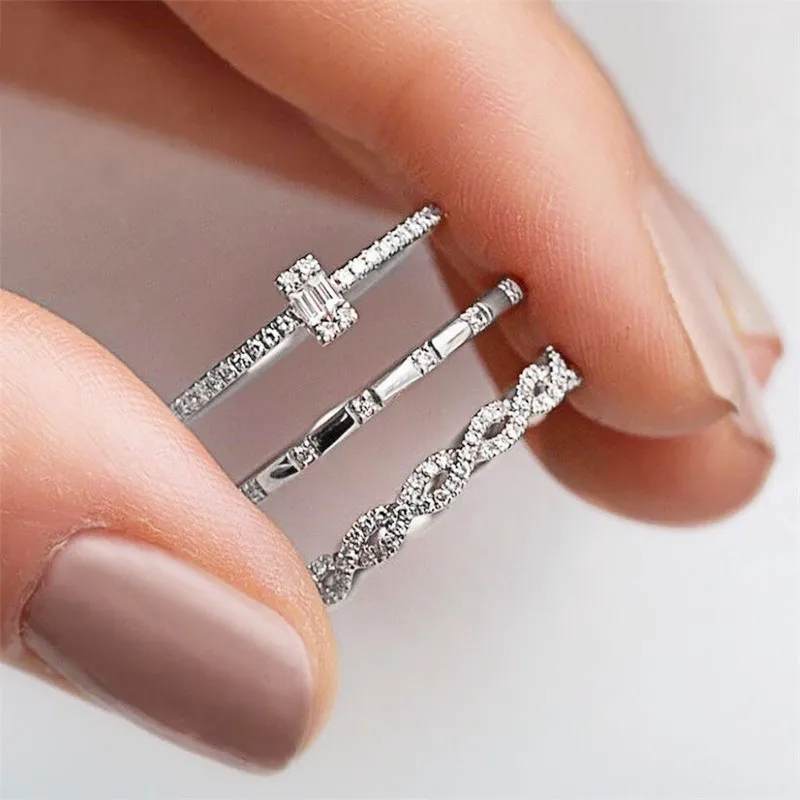 Huitan Fashion cienkie pierścienie dla kobiet Micro betonowa CZ kamień prosty stylowy kobiece akcesoria wszechstronny Design biżuteria obrączka ślubna — zdjęcie 3