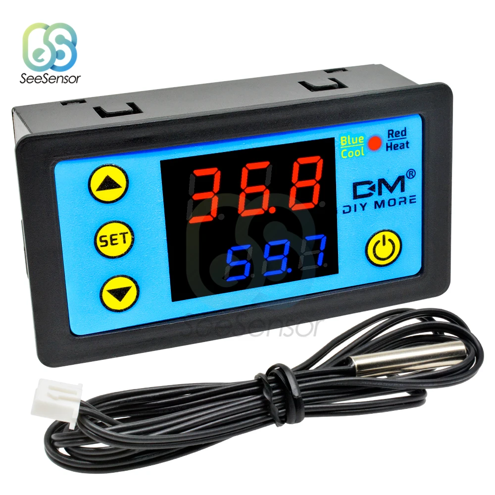 12V 24V 110V 220V LED Digital Thermostat Temperature Controller Regulator Heating Cooling Control Switch W3231 Replace W3230