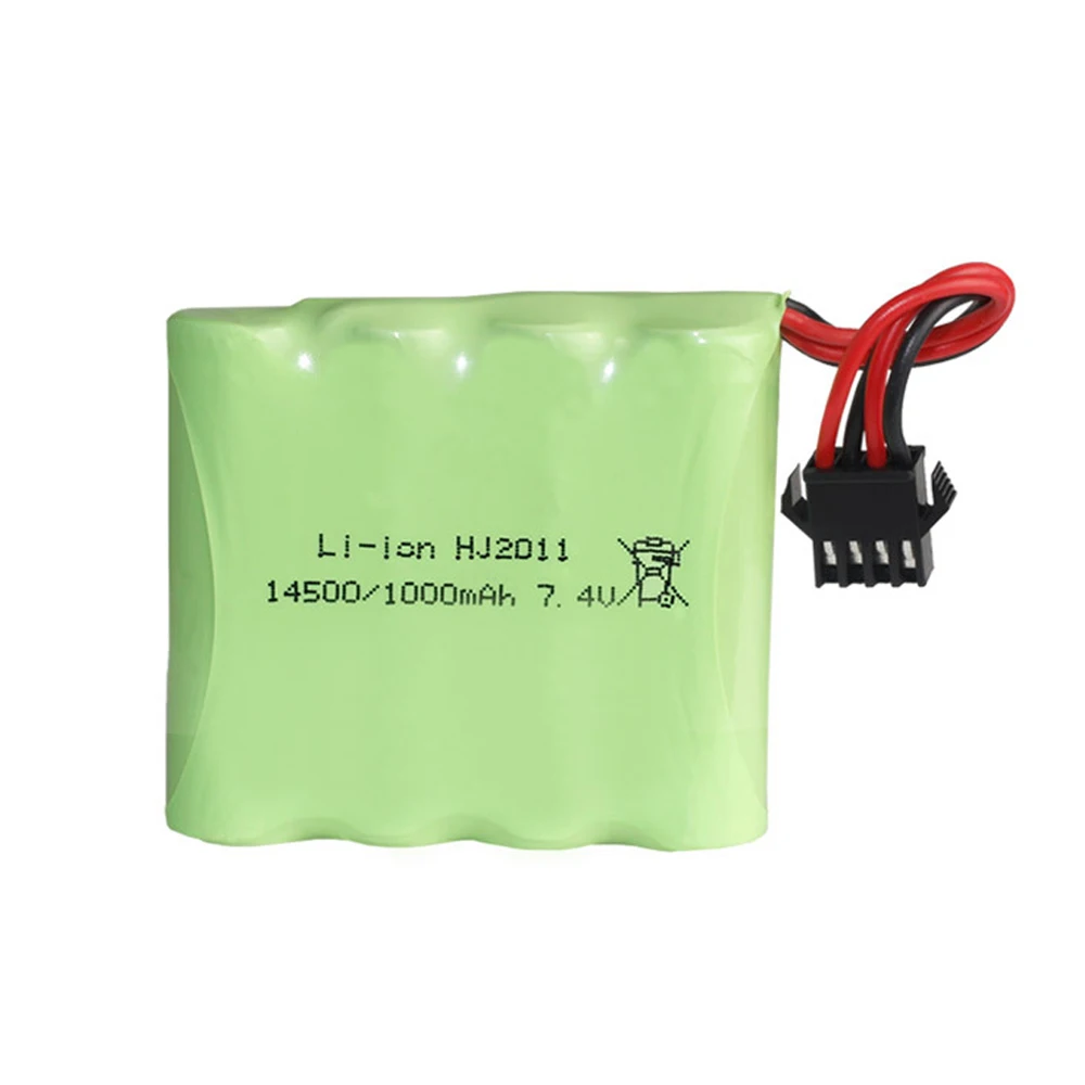 7.4V 1000mah Lipo Battery 14500 SM4P Plug for 1/16 RC  Off-road Vehicle 4WD Drive High-speed Climbing Drift Racing Car toy parts