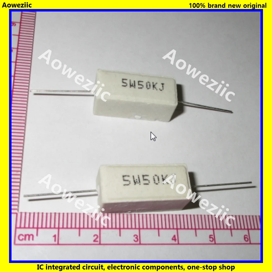 

10Pcs RX27 Horizontal cement resistance 5W 50K ohm 50K R 50K RJ 5W50KJ 50000R Ceramic Resistance precision 5% Power resistance