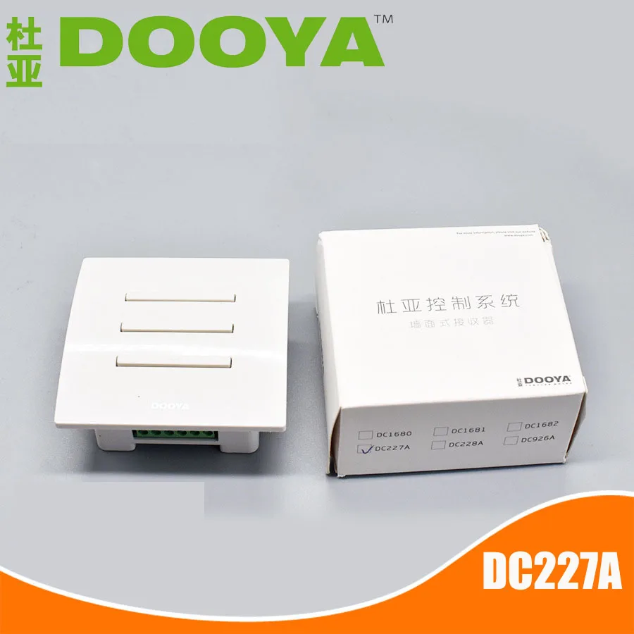 Dooya-Single Channel Wall Receiver Switch, DC227A, RF433, DC228A, Dual Channel Switch for Dooya Curtain Motor, Tubular Blinds