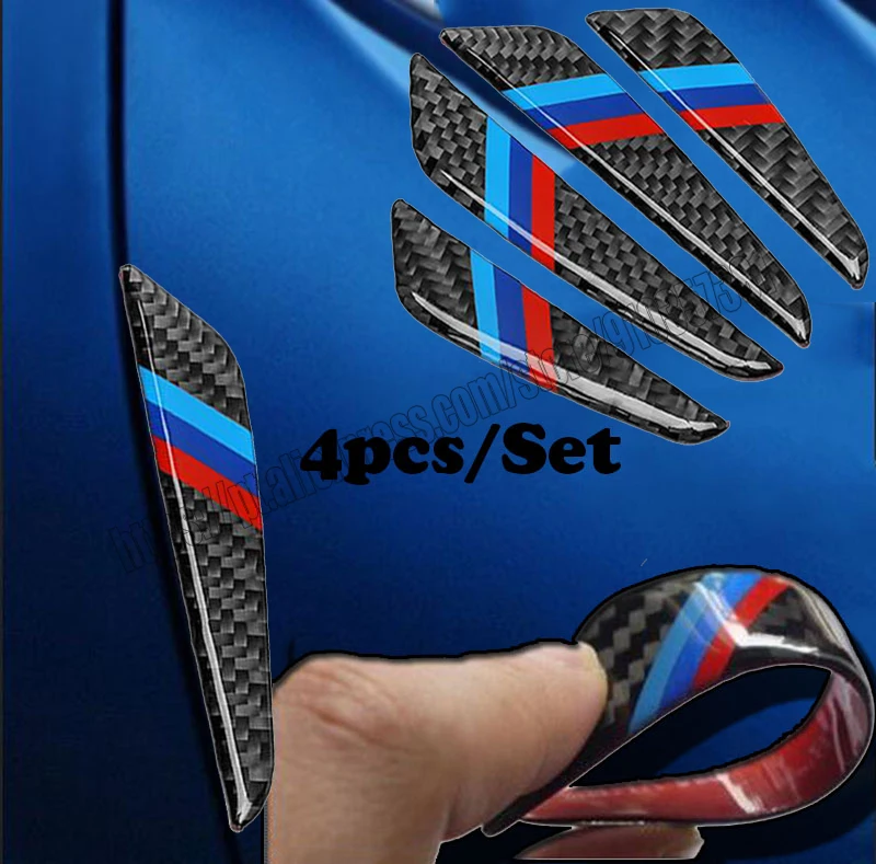 

4Pcs Black Real Carbon Fiber Car Side Door Edge Protection Guards Trims Stickers New For Car SUV