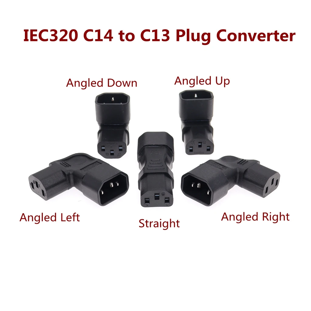 IEC60320 C13 Angle Converter Angle Extension Cable C13 to C14 PDU Up Down Right Angle Power Cables Male to Female AC Power Cord