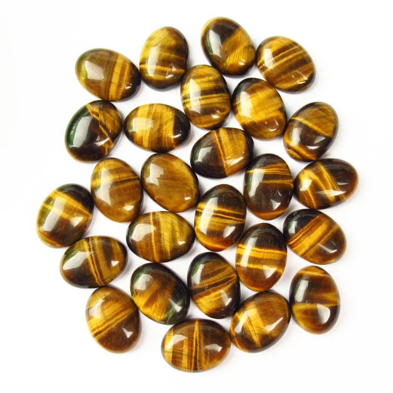 

10Pcs 20x15x6mm Wholesale High Quality Yellow Tiger Eye Gem Oval Cab Cabochon for Diy Making Jewelry Accessories DIY