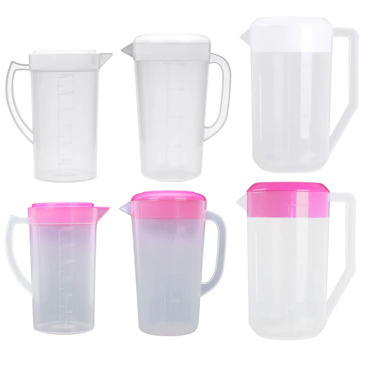 Large Capacity Food Grade Plastic Measuring Water Pitcher Jug Kitchen Pitcher Water Filters with Lids for Ice Tea Juice Beer