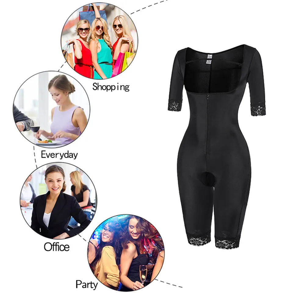 Shapewear Bodysuit Damen Schwarz Shapers Schnür-Unterbrust-Ganzkörper-Bodysuits mit Öffnung im Schritt Schlankmachende Unterwäsche – Detail 8