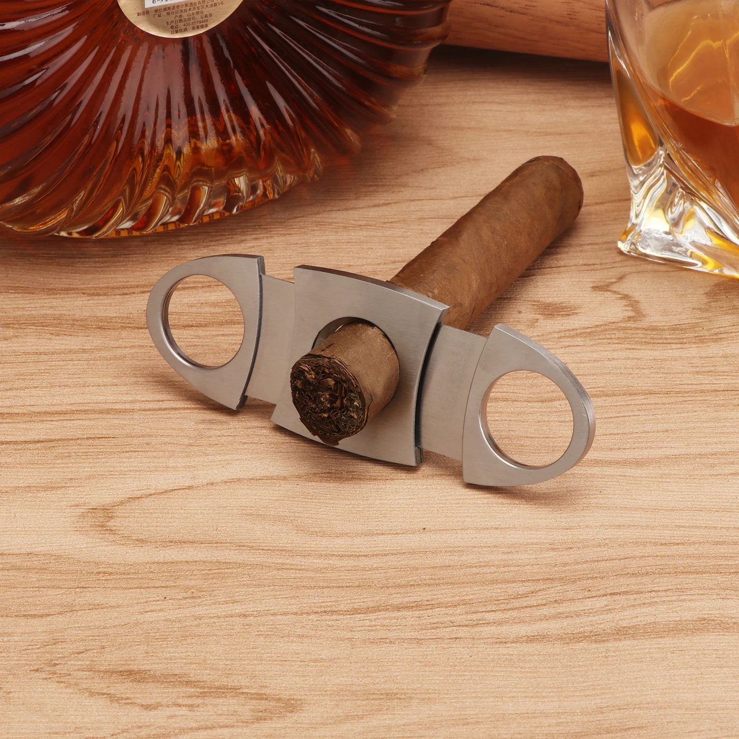 Xifei 2 Slots Leather Cigar Case Set Portable Humidor Box W/ Stainless Steel Cutter Travel Smoking Cigarette Storage Accessories