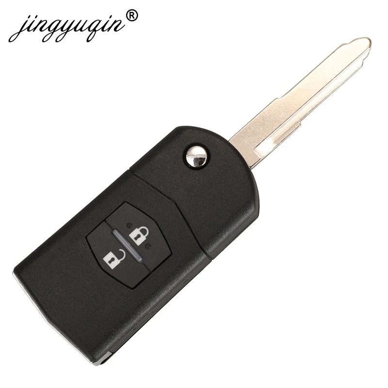 Jingyuqin-funda plegable para mando a distancia de Mazda 2, 3, 5, 6 CX-7 / CX-9/MX-5, con reemplazo de hoja sin cortar, 2/3 botones