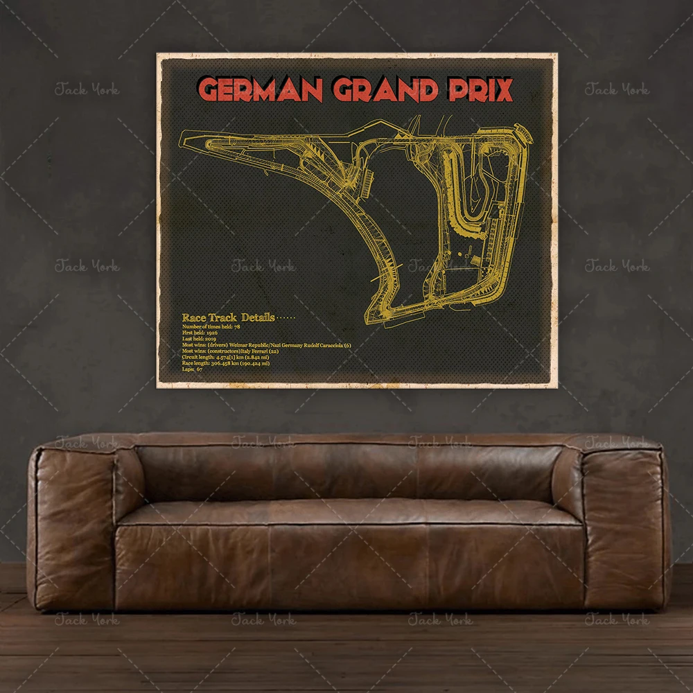 

German Grand Prix Blueprint Race Track Print