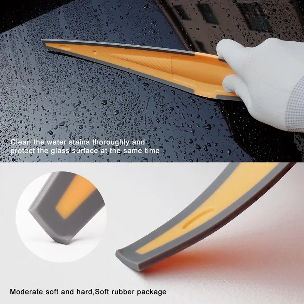 EHDIS Car Window Water Wipe Squeegee Carbon Fiber Wrap Vinyl Scraper Windshield Glass Snow Remove Cleaner Auto Tinting Wash Tool