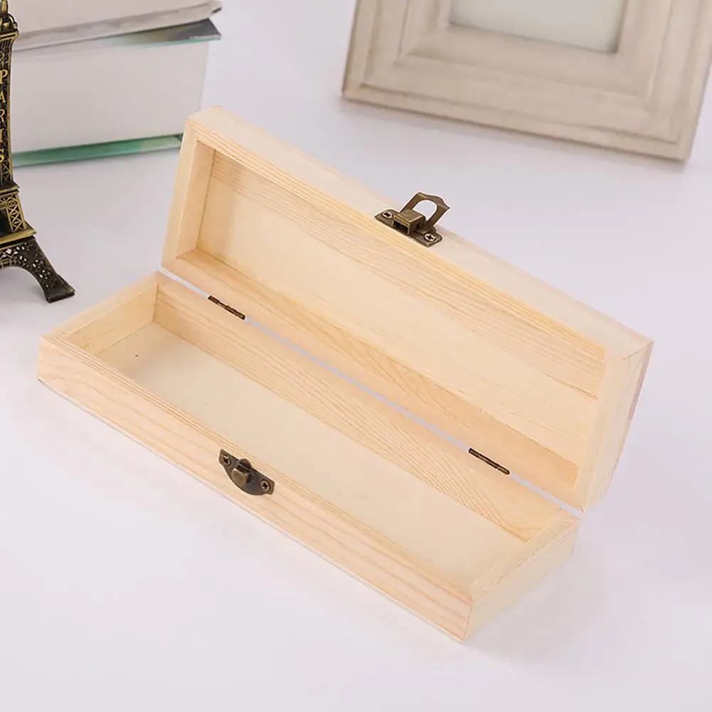 Stationery Case Lockable Portable Rectangular Wooden Sketching Pencil Box for Kids Pen Stationery Storage Box School Office