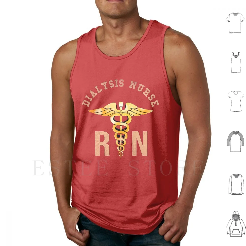 Dialysis Rn Caduceus Design Tank Tops Vest Cotton Funny Nurse Rn Dialysis Christmas Birthday Nurse