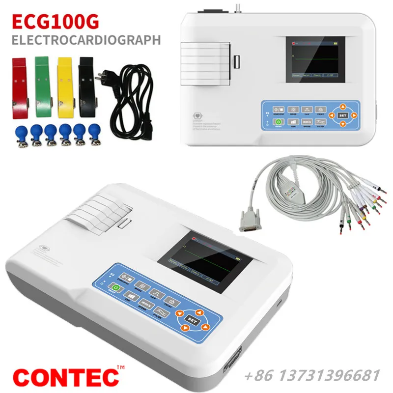 

CONTEC ECG100G Single Channel Elektrokardiograph EKG Machine Monitor Cable Portable + Printer