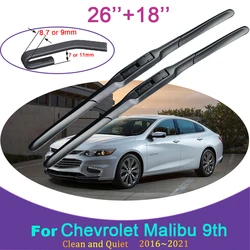 for Chevrolet Malibu 9th 2016 2017 2018 2019~2021 Rubber Wiper Snow Scraping Frameless Front Windshield Brushes Car Accessories