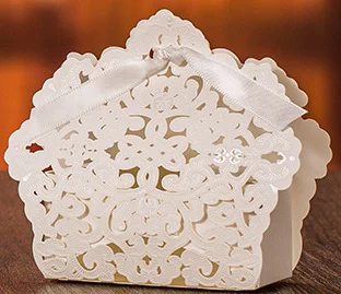 10X Laser Cut Candy Box Hollow Lace Flower Navy White/Gold/Red/blue DIY favor box wedding candy gift bag favour box baby shower