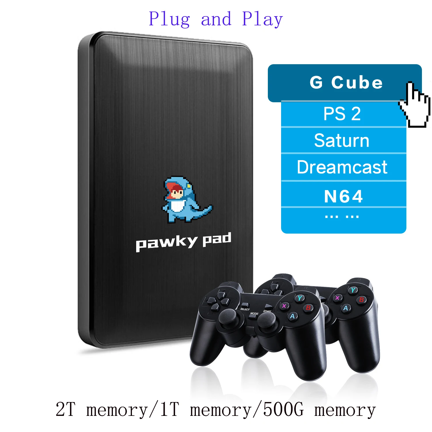 

Pawky Pad 3D 4K Retro Electronic Game Console Portable 2T Hard Drive Built-In 60000+ Games Windows Pcr/G Cube/Saturn/Ps2/N64