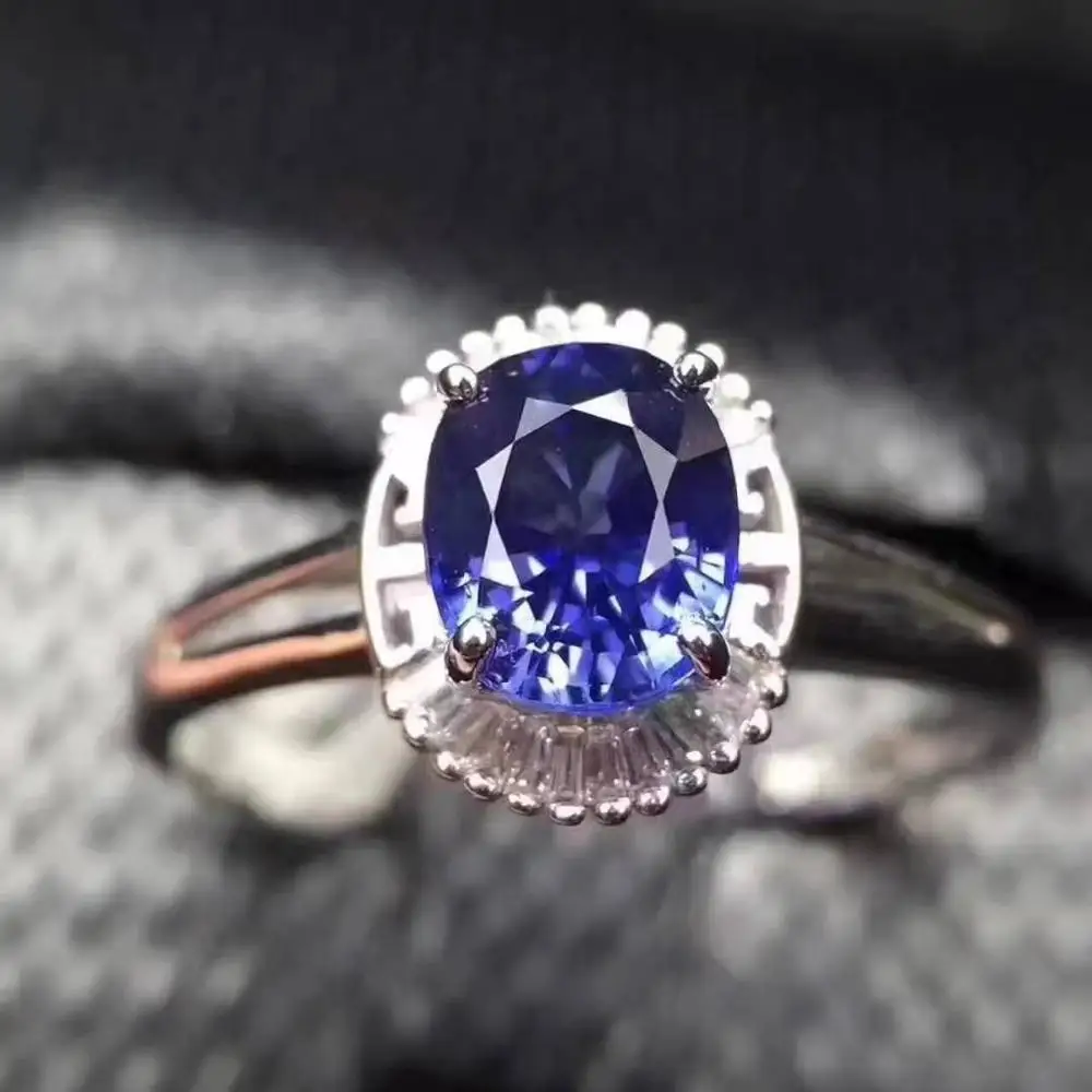 Natural And Real Tanzanite luxury ring ring Free shipping gemstone 925 sterling silver Fine jewelry