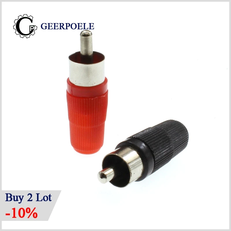 10 pcs/lot RCA Round Hat AV Male Connectors Plastic Housing Stereo Audio Plug Channel Dual Connector DIY