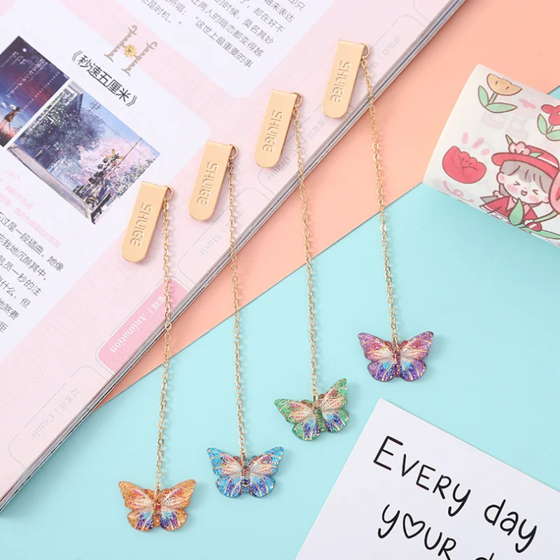 Cartoon Fantasy Butterfly Bookmark Creative Cute Metal Hollow Art Exquisite Book Mark Page Folder Student Supplies Stationery